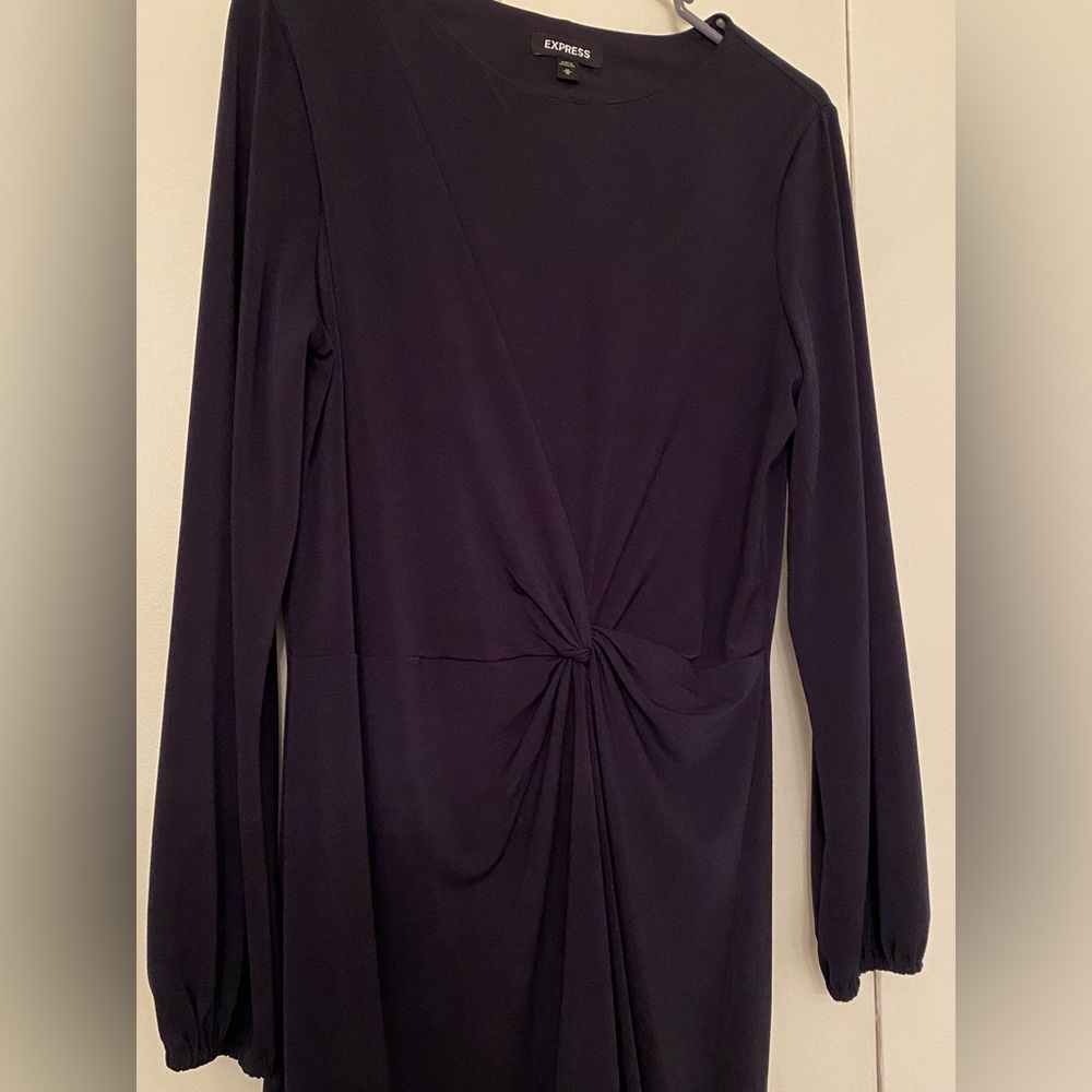 Express Navy Blue Long Sleeve Twist Front Dress Medium